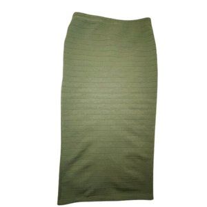 Olive Green Bodycon Mid-Calf Pencil Skirt Size M Textured Got 2 Have'It